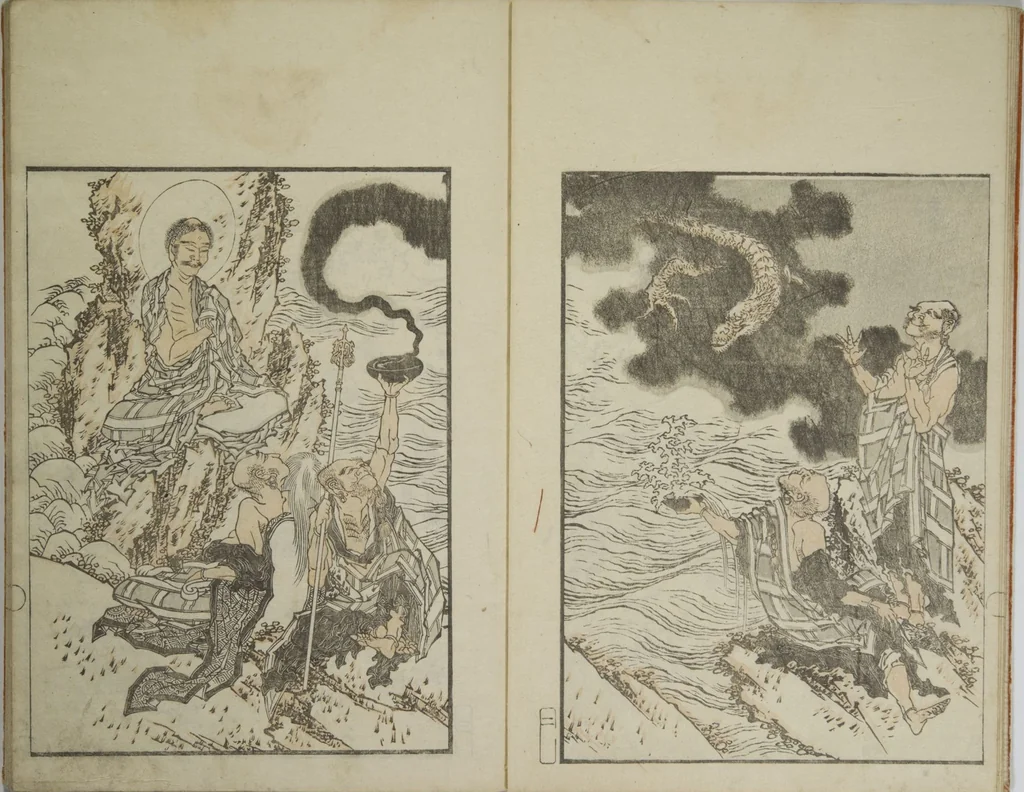 An illustration from Picture Album Transmitting the Spirit: The Hokusai Drawing Style (Denshin gafu Hokusai gashiki), 1819, leaf 6