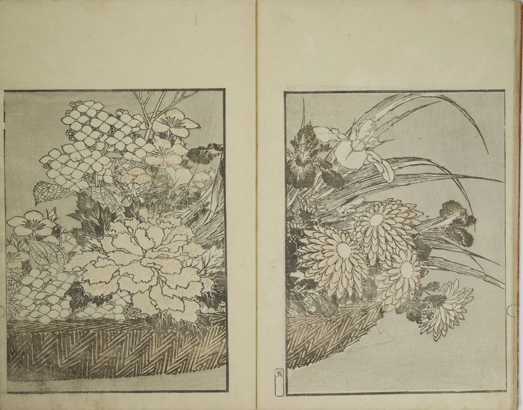 An illustration from Picture Album Transmitting the Spirit: The Hokusai Drawing Style (Denshin gafu Hokusai gashiki), 1819, leaf 9