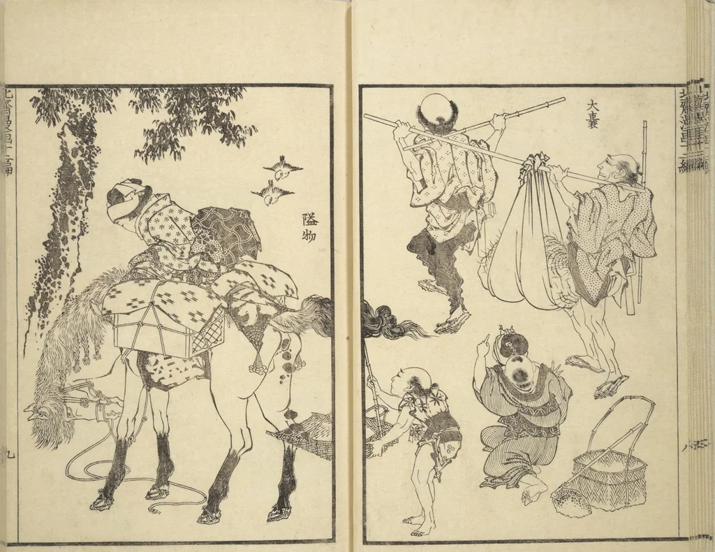 An illustration from Transmitting the Spirit, Revealing the Form of Things, Volume 1 to 15 of Hokusai Sketchbooks (Denshin kaishu: Hokusai manga, shohen - jugohen), 1848, leaf 10