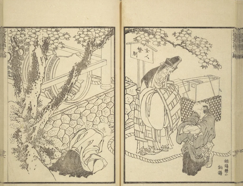 An illustration from Transmitting the Spirit, Revealing the Form of Things, Volume 1 to 15 of Hokusai Sketchbooks (Denshin kaishu: Hokusai manga, shohen - jugohen), 1848, leaf 18