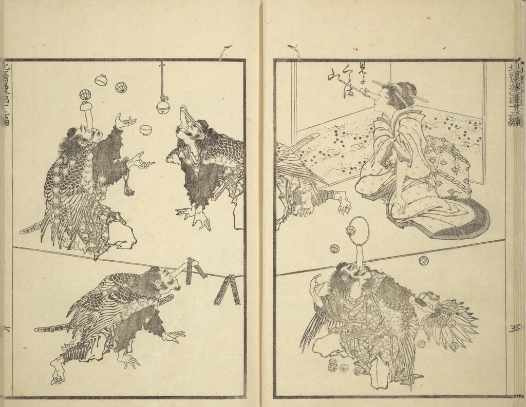 An illustration from Transmitting the Spirit, Revealing the Form of Things, Volume 1 to 15 of Hokusai Sketchbooks (Denshin kaishu: Hokusai manga, shohen - jugohen), 1848, leaf 7