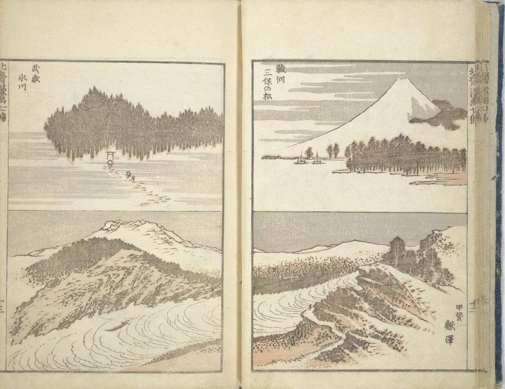 An illustration from Transmitting the Spirit, Revealing the Form of Things, Volume 1 to 15 of Hokusai Sketchbooks (Denshin kaishu: Hokusai manga, shohen - jugohen), 1848, leaf 15