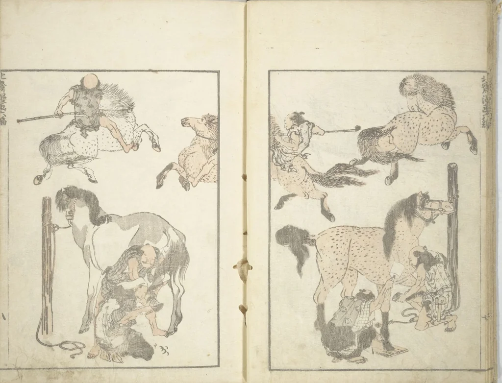 An illustration from Transmitting the Spirit, Revealing the Form of Things, Volume 1 to 15 of Hokusai Sketchbooks (Denshin kaishu: Hokusai manga, shohen - jugohen), 1848, leaf 10
