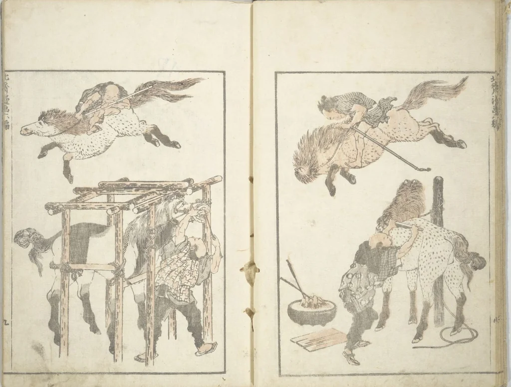 An illustration from Transmitting the Spirit, Revealing the Form of Things, Volume 1 to 15 of Hokusai Sketchbooks (Denshin kaishu: Hokusai manga, shohen - jugohen), 1848, leaf 11