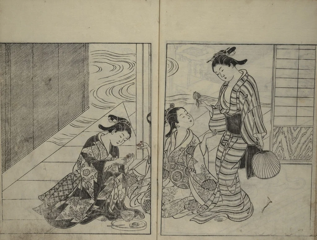 An illustration from Picture Book of the Evergreens (Ehon tokiwagusa), 1731, leaf 10