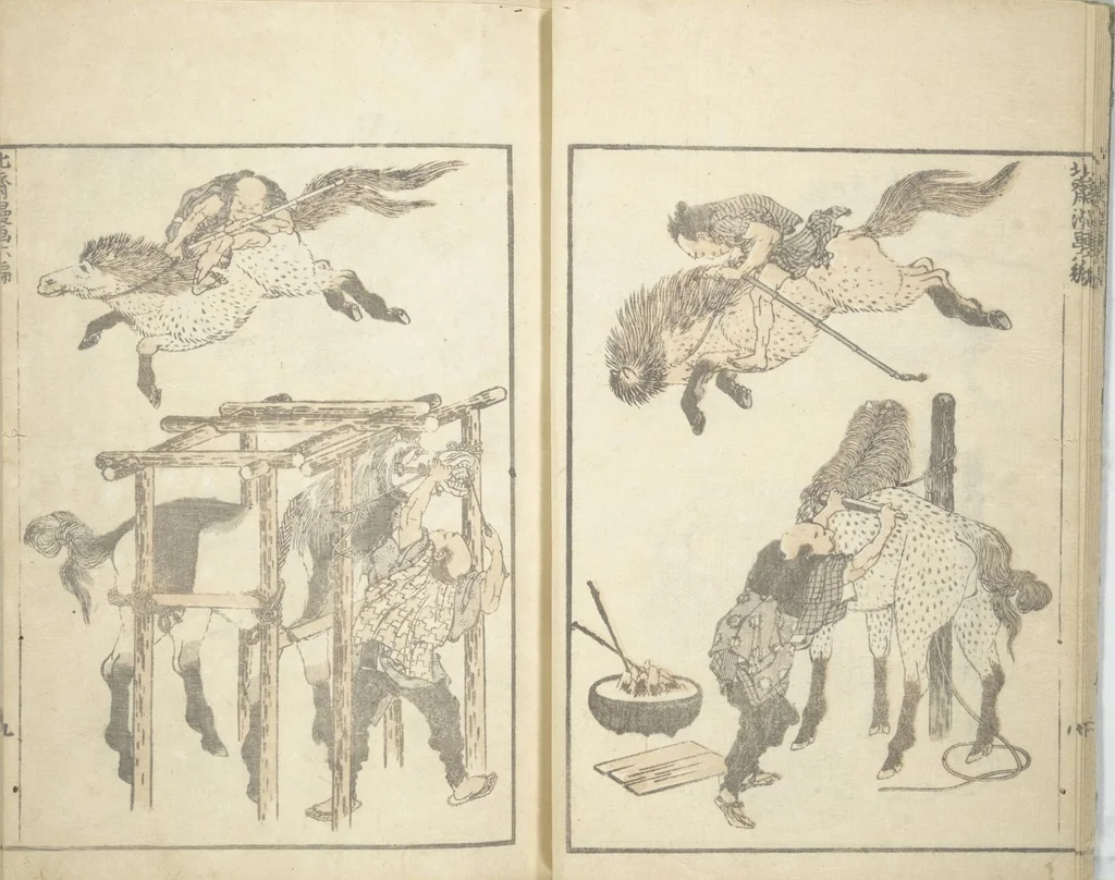 An illustration from Transmitting the Spirit, Revealing the Form of Things, Volume 1 to 15 of Hokusai Sketchbooks (Denshin kaishu: Hokusai manga, shohen - jugohen), 1848, leaf 10