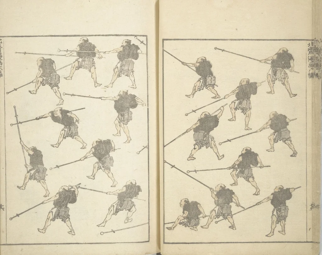 An illustration from Transmitting the Spirit, Revealing the Form of Things, Volume 1 to 15 of Hokusai Sketchbooks (Denshin kaishu: Hokusai manga, shohen - jugohen), 1848, leaf 17