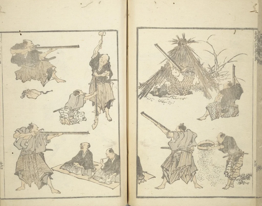 An illustration from Transmitting the Spirit, Revealing the Form of Things, Volume 1 to 15 of Hokusai Sketchbooks (Denshin kaishu: Hokusai manga, shohen - jugohen), 1848, leaf 28