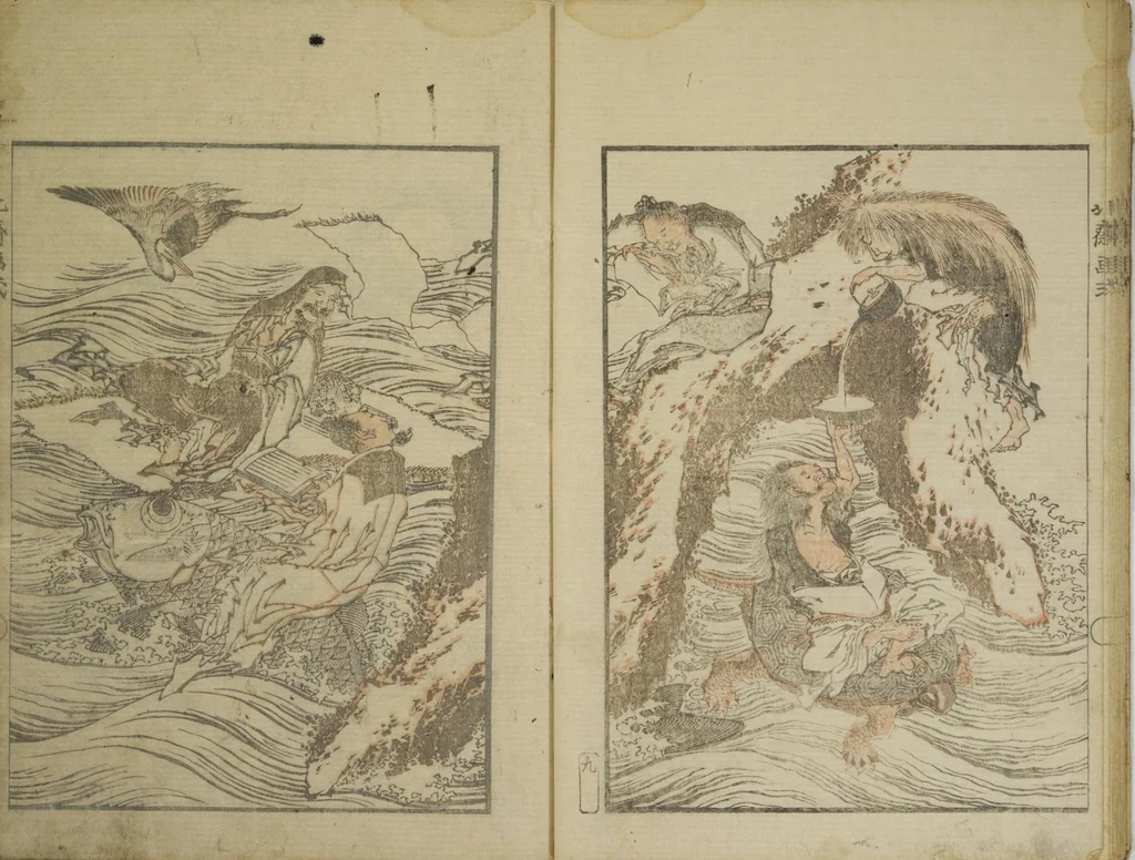 An illustration from Picture Album Transmitting the Spirit: The Hokusai Drawing Style (Denshin gafu Hokusai gashiki), 1819, leaf 13