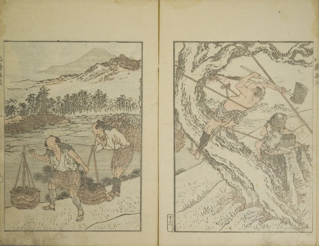 An illustration from Picture Album Transmitting the Spirit: The Hokusai Drawing Style (Denshin gafu Hokusai gashiki), 1819, leaf 17