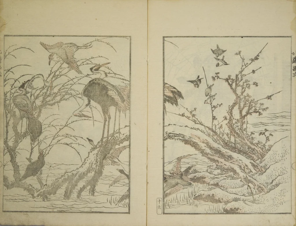 An illustration from Picture Album Transmitting the Spirit: The Hokusai Drawing Style (Denshin gafu Hokusai gashiki), 1819, leaf 23