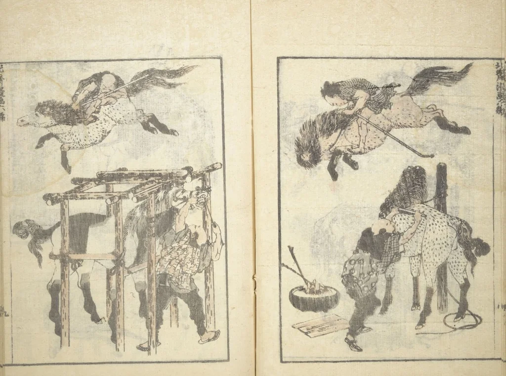 An illustration from Transmitting the Spirit, Revealing the Form of Things, Volume 1 to 15 of Hokusai Sketchbooks (Denshin kaishu: Hokusai manga, shohen - jugohen), 1848, leaf 10