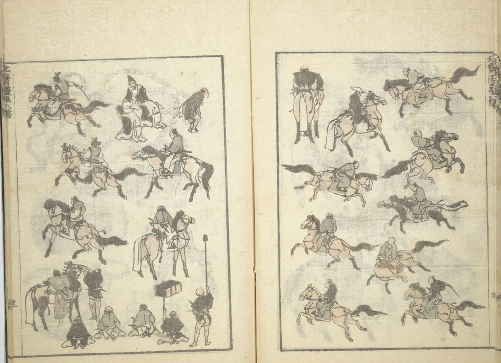 An illustration from Transmitting the Spirit, Revealing the Form of Things, Volume 1 to 15 of Hokusai Sketchbooks (Denshin kaishu: Hokusai manga, shohen - jugohen), 1848, leaf 13