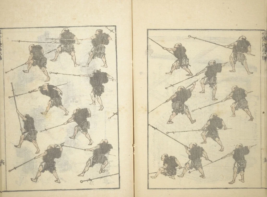 An illustration from Transmitting the Spirit, Revealing the Form of Things, Volume 1 to 15 of Hokusai Sketchbooks (Denshin kaishu: Hokusai manga, shohen - jugohen), 1848, leaf 17