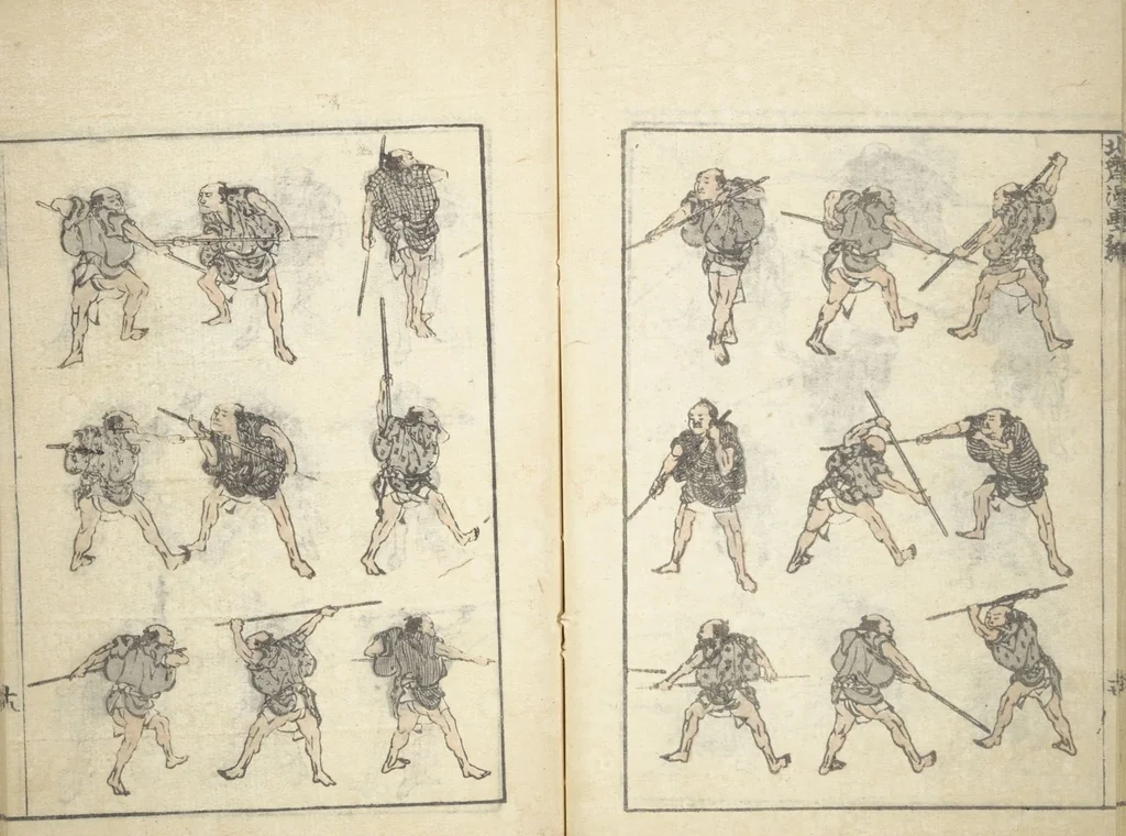 An illustration from Transmitting the Spirit, Revealing the Form of Things, Volume 1 to 15 of Hokusai Sketchbooks (Denshin kaishu: Hokusai manga, shohen - jugohen), 1848, leaf 19