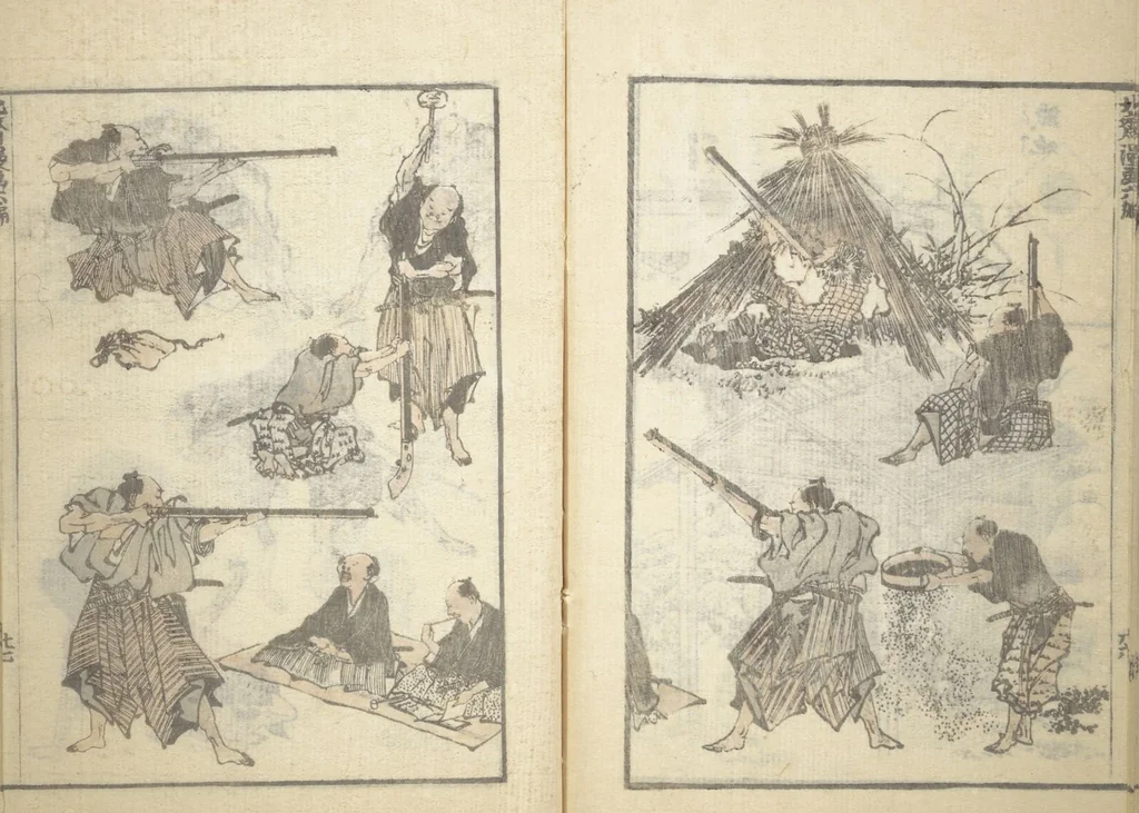 An illustration from Transmitting the Spirit, Revealing the Form of Things, Volume 1 to 15 of Hokusai Sketchbooks (Denshin kaishu: Hokusai manga, shohen - jugohen), 1848, leaf 28