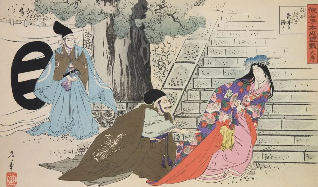 An illustration from Kana-dehon Chūshingura jūnidan zen, leaf 3