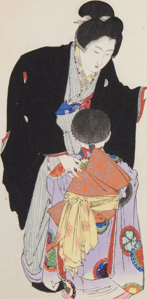 An illustration from Kyōiku imayō bijin fūzoku zen, 1898, leaf 13
