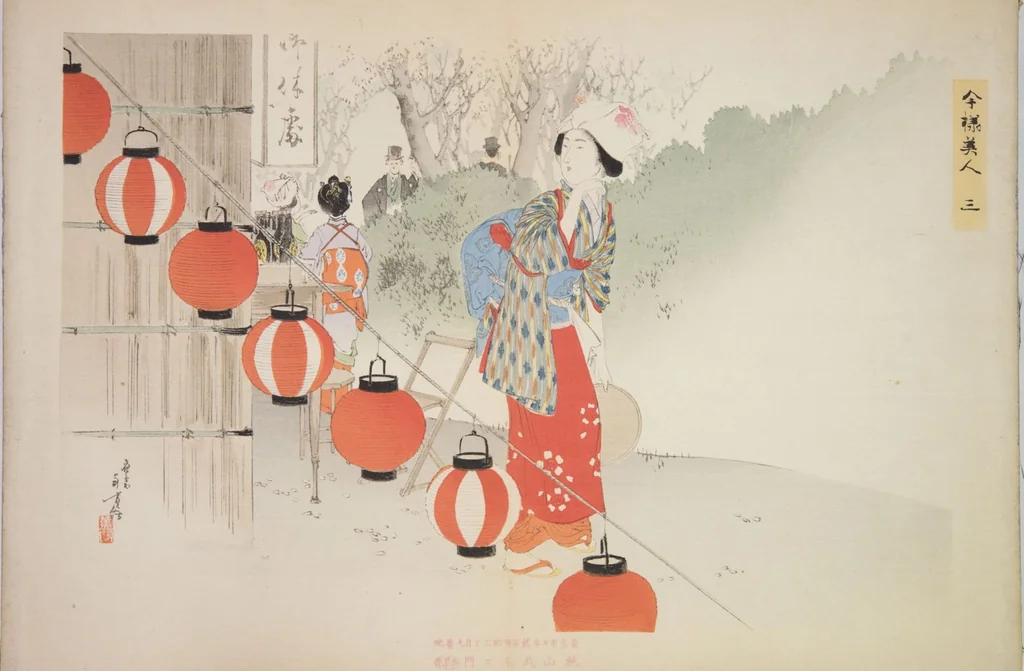 An illustration from Kyōiku imayō bijin fūzoku zen, 1898, leaf 5