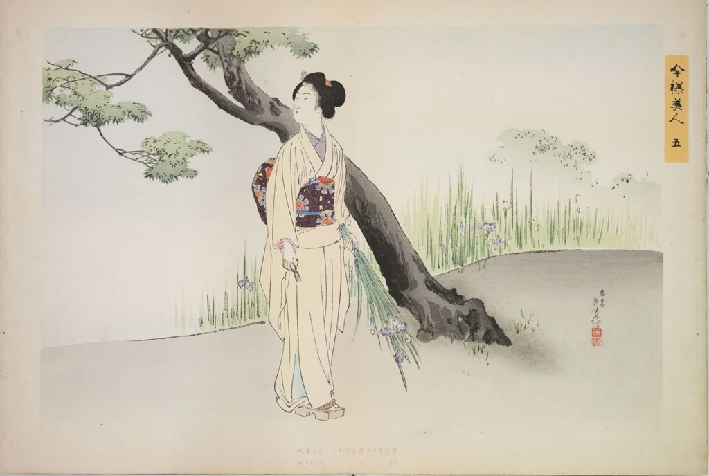 An illustration from Kyōiku imayō bijin fūzoku zen, 1898, leaf 7