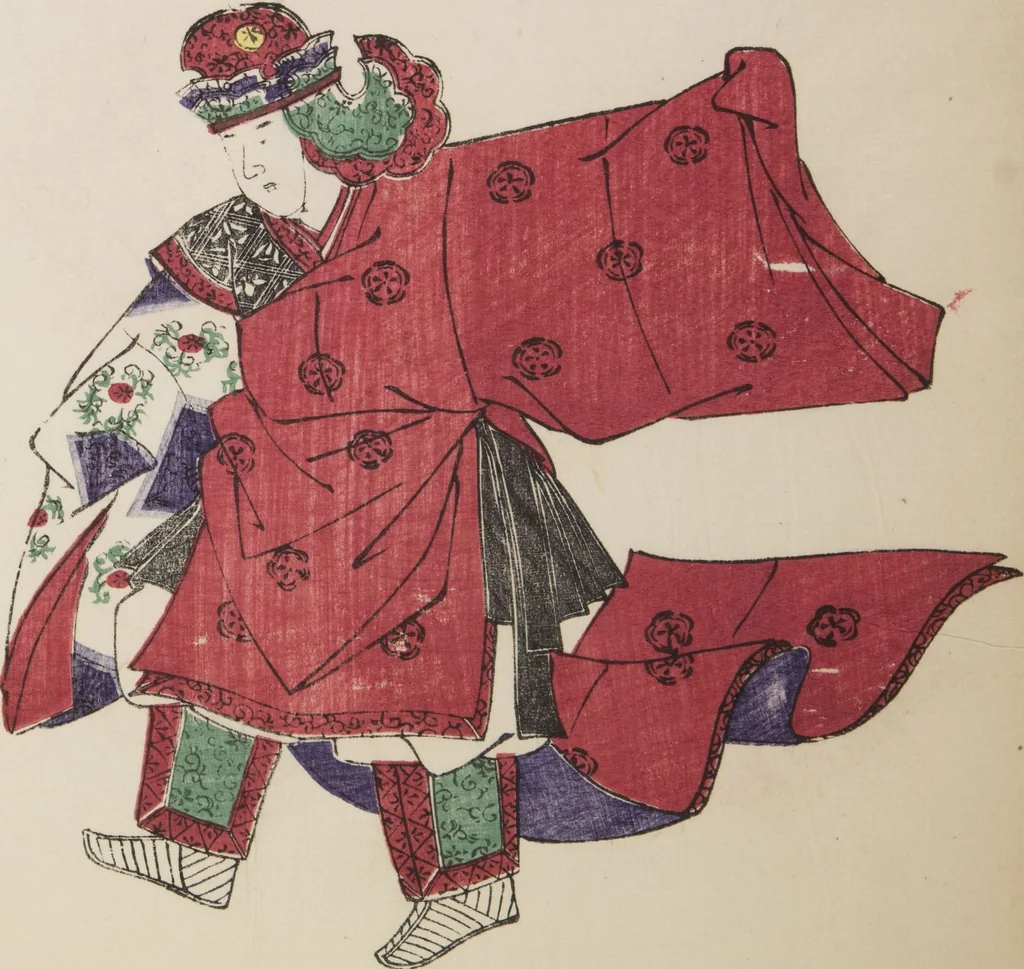 An illustration from Illustrations on Bugaku (Bugakuzu), 1828, leaf 10