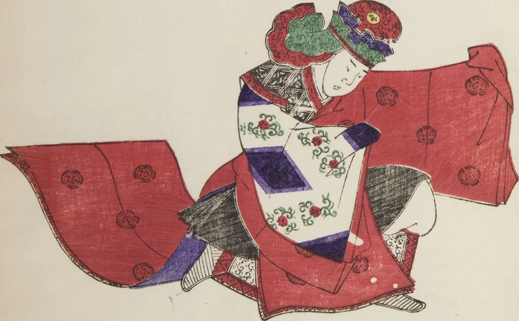 An illustration from Illustrations on Bugaku (Bugakuzu), 1828, leaf 16