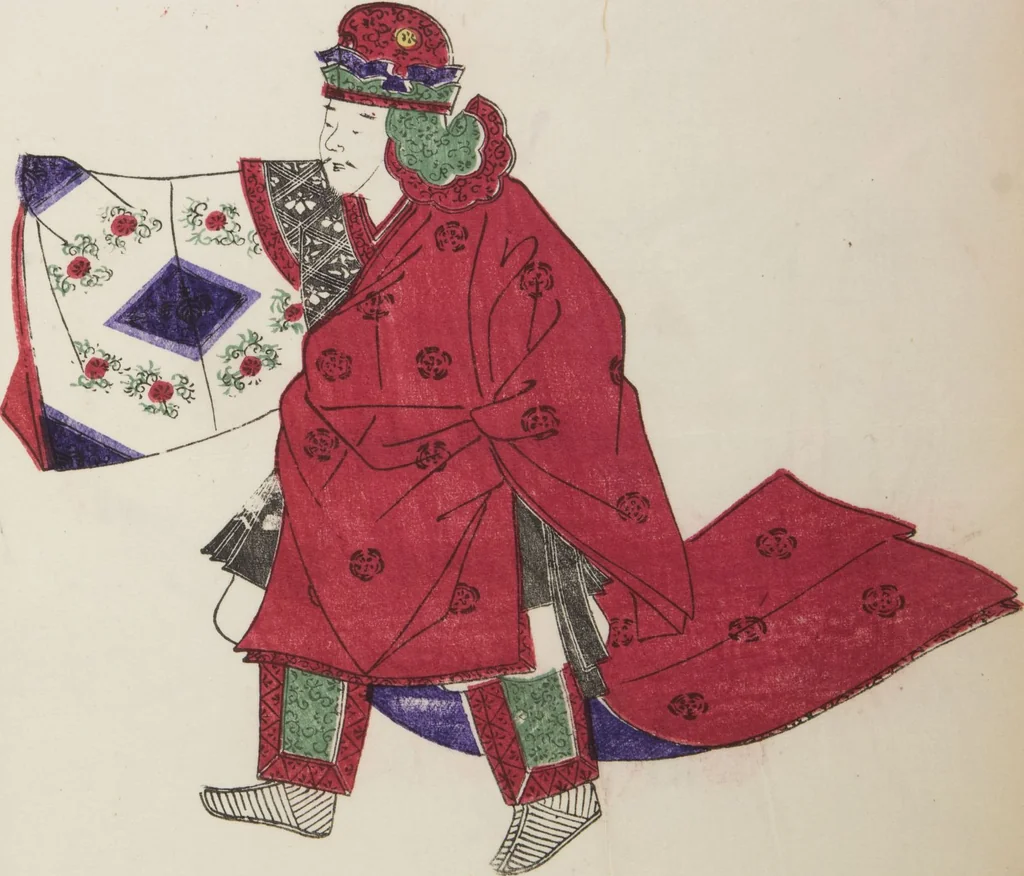 An illustration from Illustrations on Bugaku (Bugakuzu), 1828, leaf 19