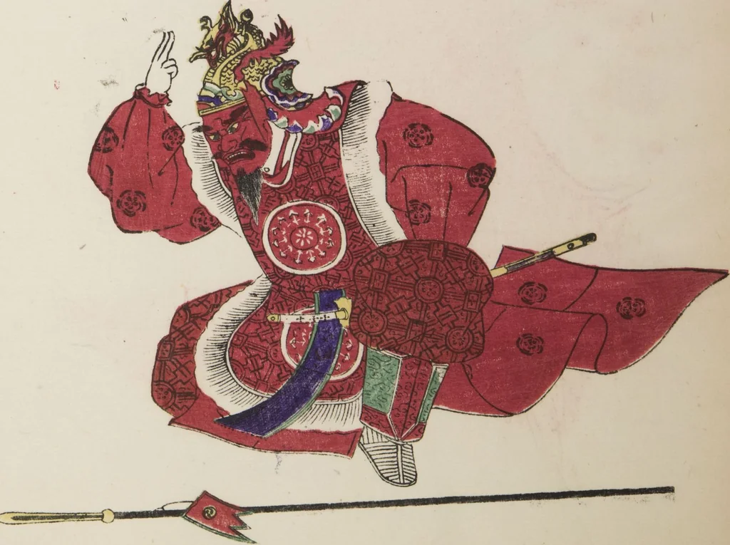 An illustration from Illustrations on Bugaku (Bugakuzu), 1828, leaf 22