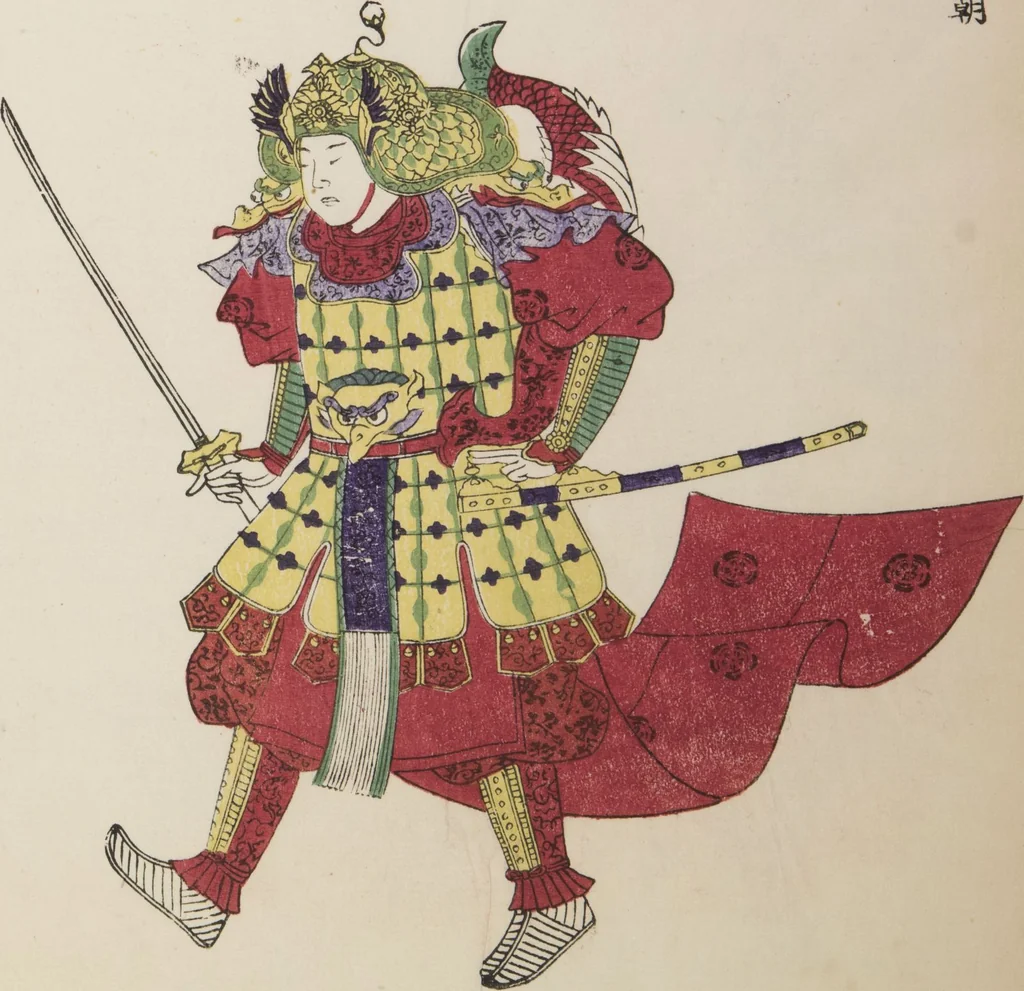 An illustration from Illustrations on Bugaku (Bugakuzu), 1828, leaf 23