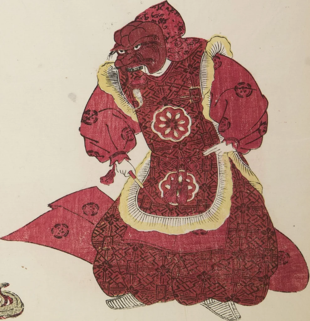 An illustration from Illustrations on Bugaku (Bugakuzu), 1828, leaf 24