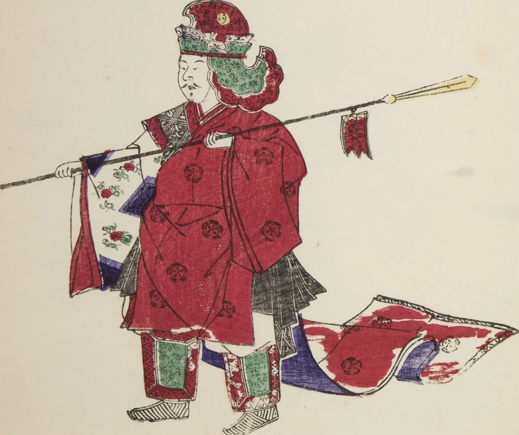 An illustration from Illustrations on Bugaku (Bugakuzu), 1828, leaf 6