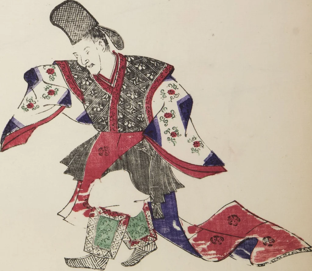 An illustration from Illustrations on Bugaku (Bugakuzu), 1828, leaf 7