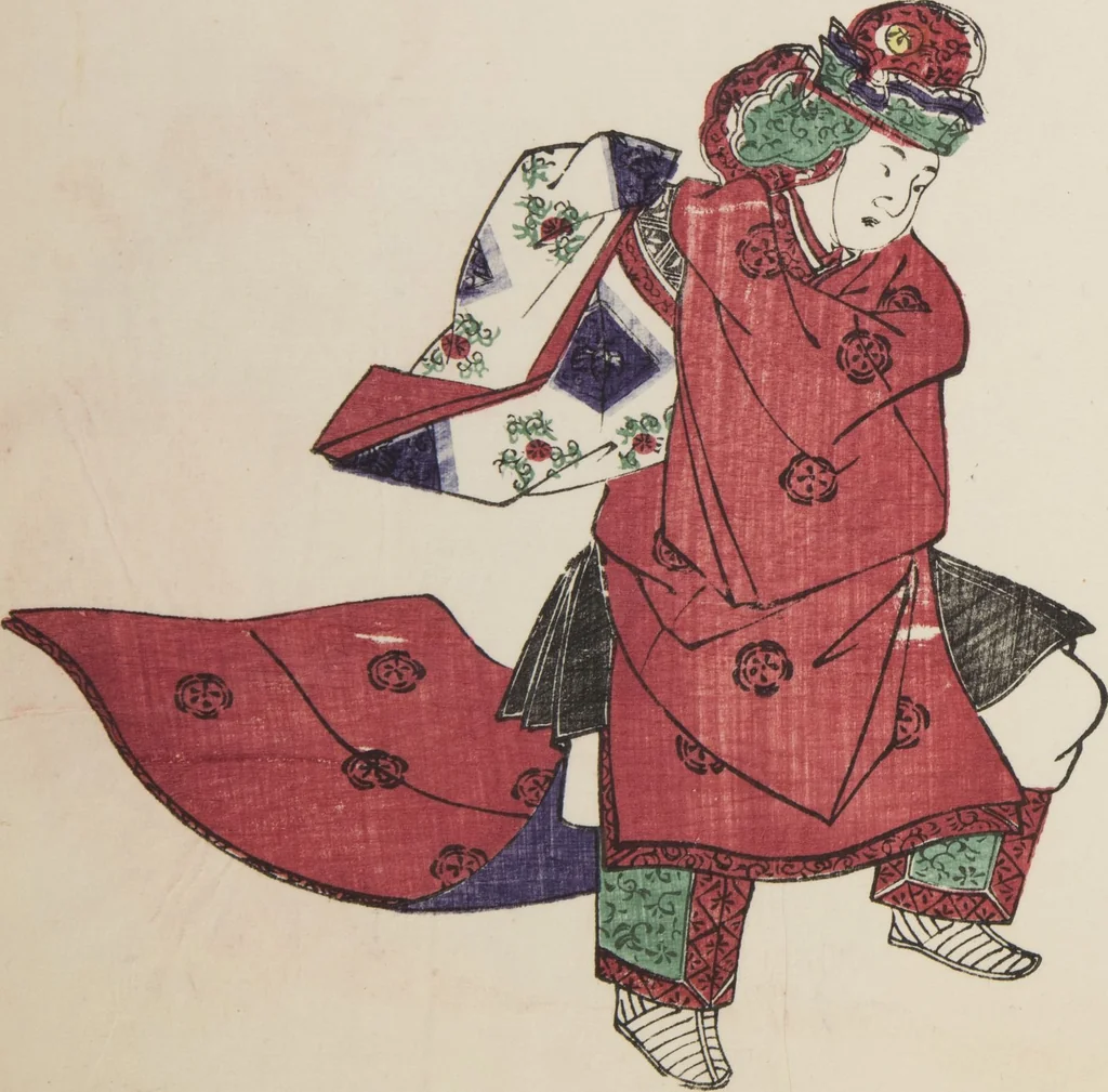An illustration from Illustrations on Bugaku (Bugakuzu), 1828, leaf 9