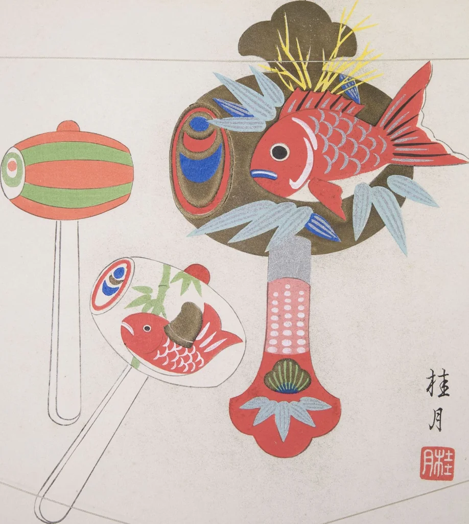 An illustration from Japanese Folk Toys (Kyōdo gangu shū : haru), 1935, leaf 13