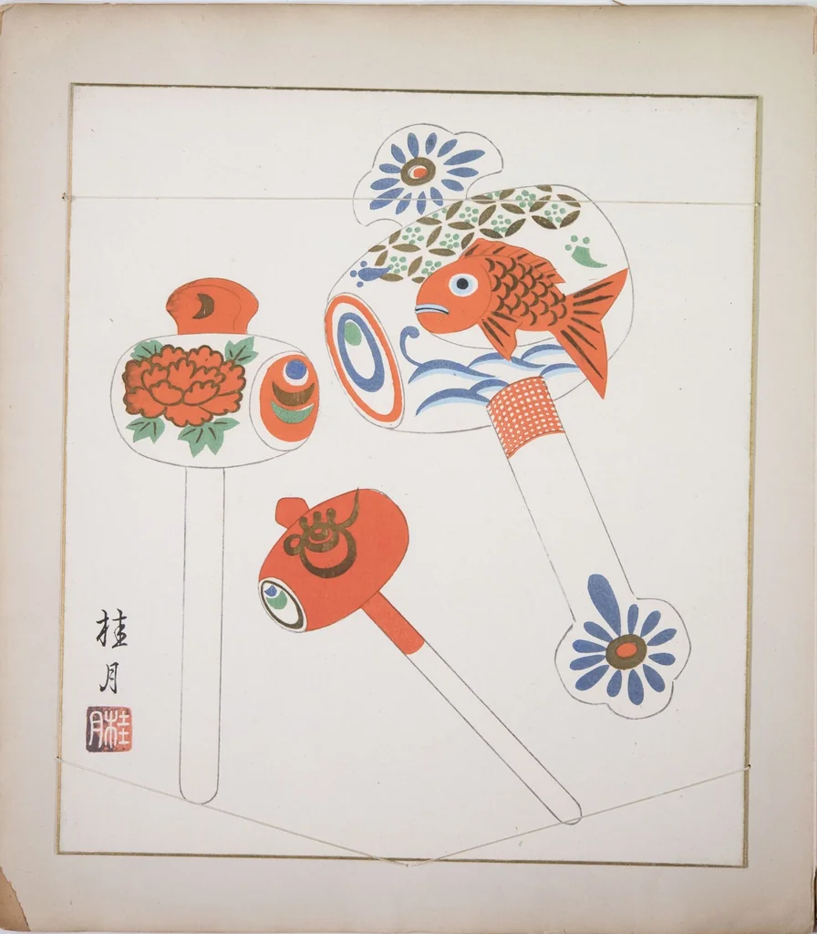 An illustration from Japanese Folk Toys (Kyōdo gangu shū : haru), 1935, leaf 15