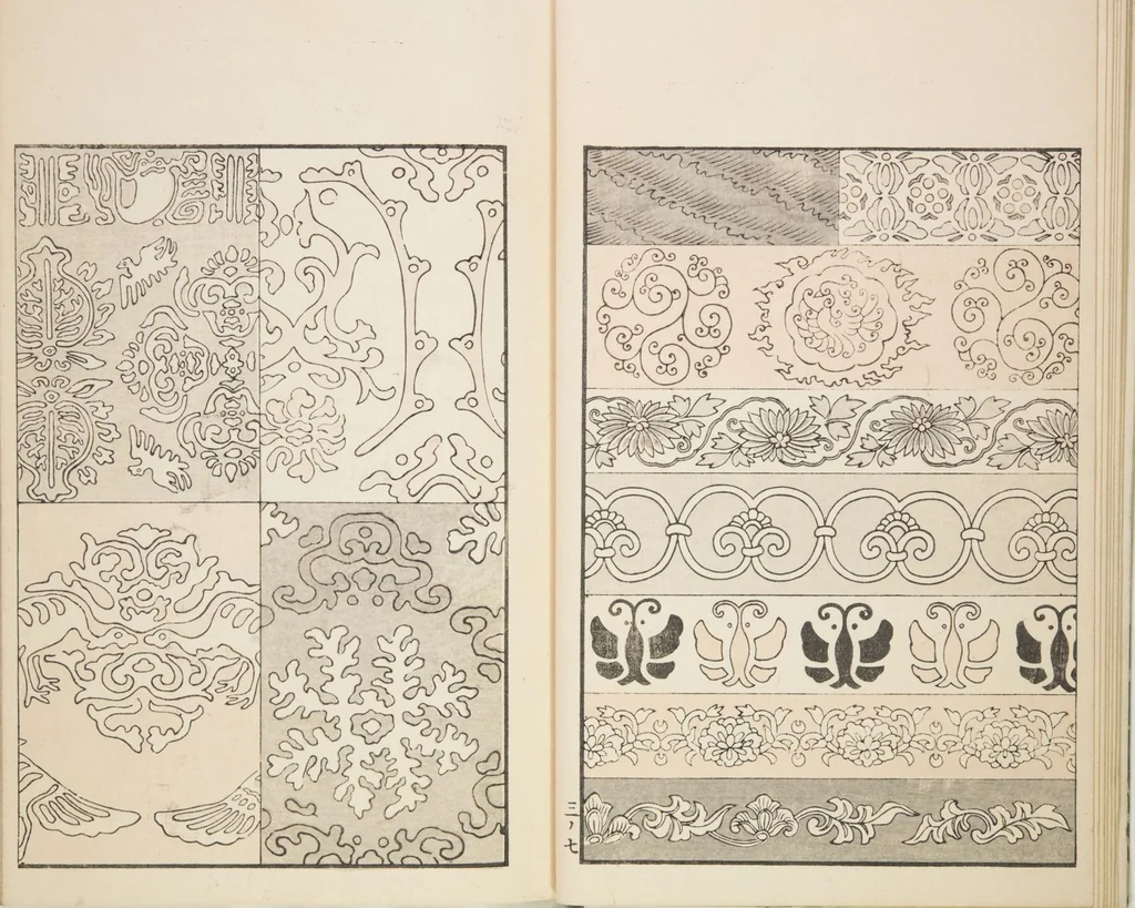 An illustration from Chiyomikusa (Book on Design) : [volume 3], 1901, leaf 9