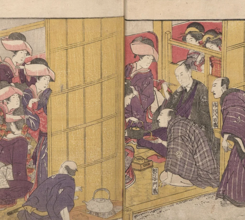 An illustration from Teachings on the Living Images of Actors (Yakusha sangai kyō 俳優三階興) : [volume 1], 1801, leaf 10