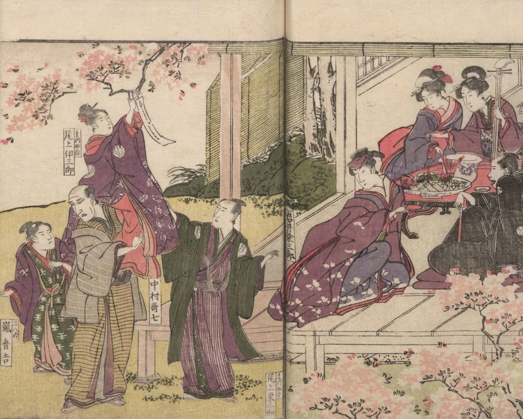 An illustration from Teachings on the Living Images of Actors (Yakusha sangai kyō 俳優三階興) : [volume 1], 1801, leaf 16