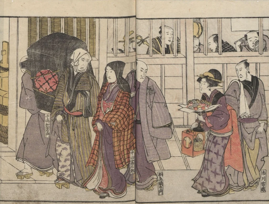 An illustration from Teachings on the Living Images of Actors (Yakusha sangai kyō 俳優三階興) : [volume 1], 1801, leaf 9