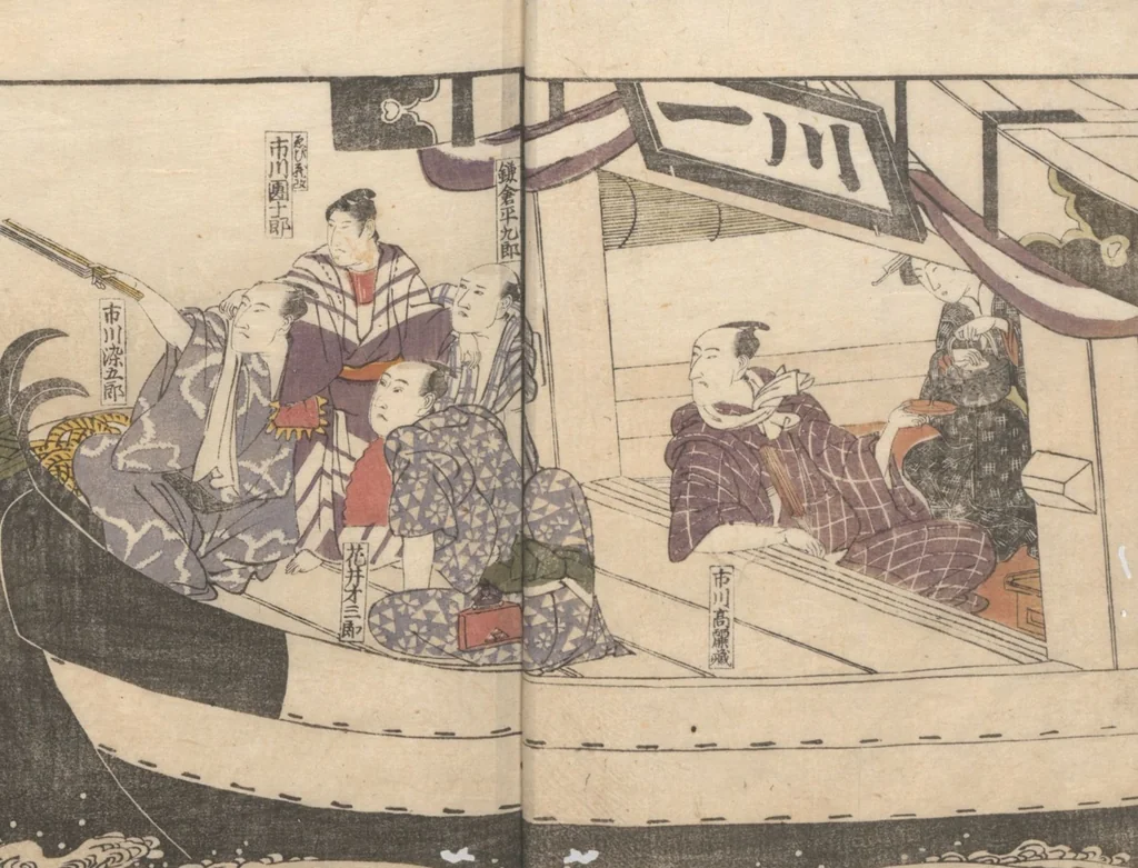 An illustration from Teachings on the Living Images of Actors (Yakusha sangai kyō 俳優三階興) : [volume 2], 1801, leaf 4