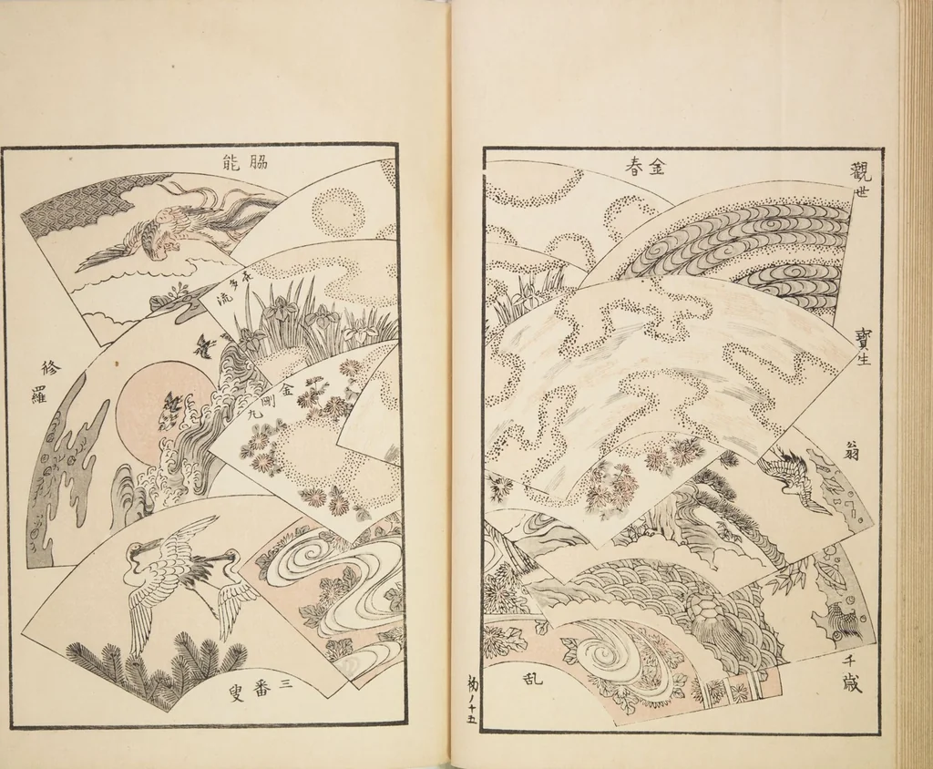 An illustration from Chiyomikusa (Book on Design) : [volume 1], 1899, leaf 18