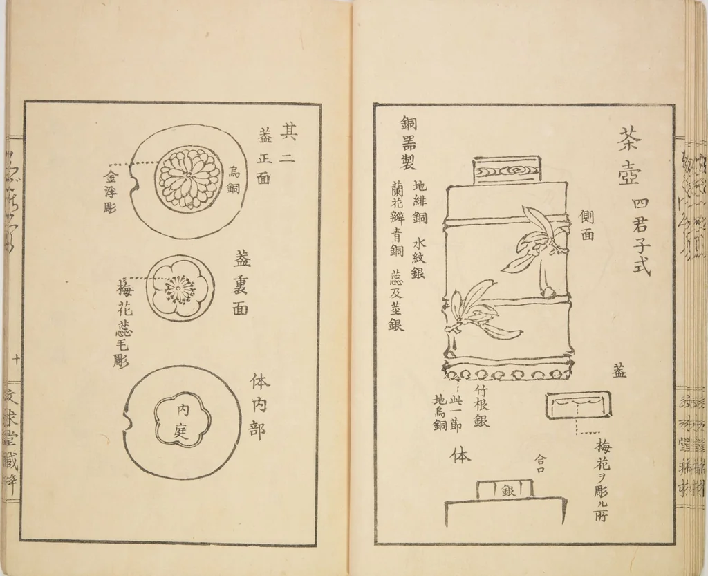 An illustration from New Ideas for Designs (Shin’an ishō chigozakura), 1890, leaf 13