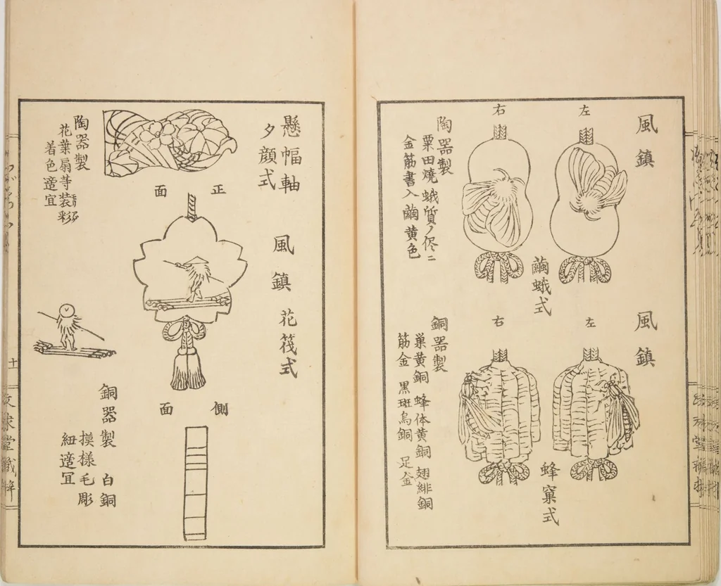 An illustration from New Ideas for Designs (Shin’an ishō chigozakura), 1890, leaf 14