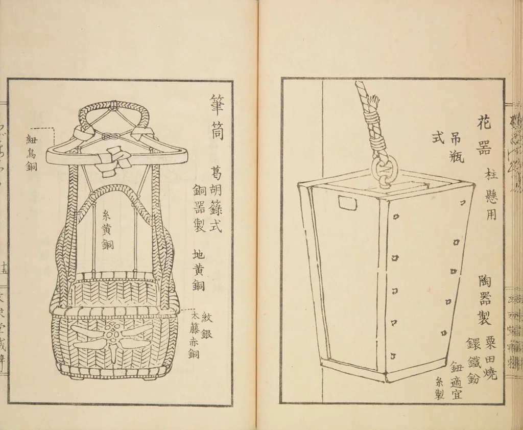 An illustration from New Ideas for Designs (Shin’an ishō chigozakura), 1890, leaf 18