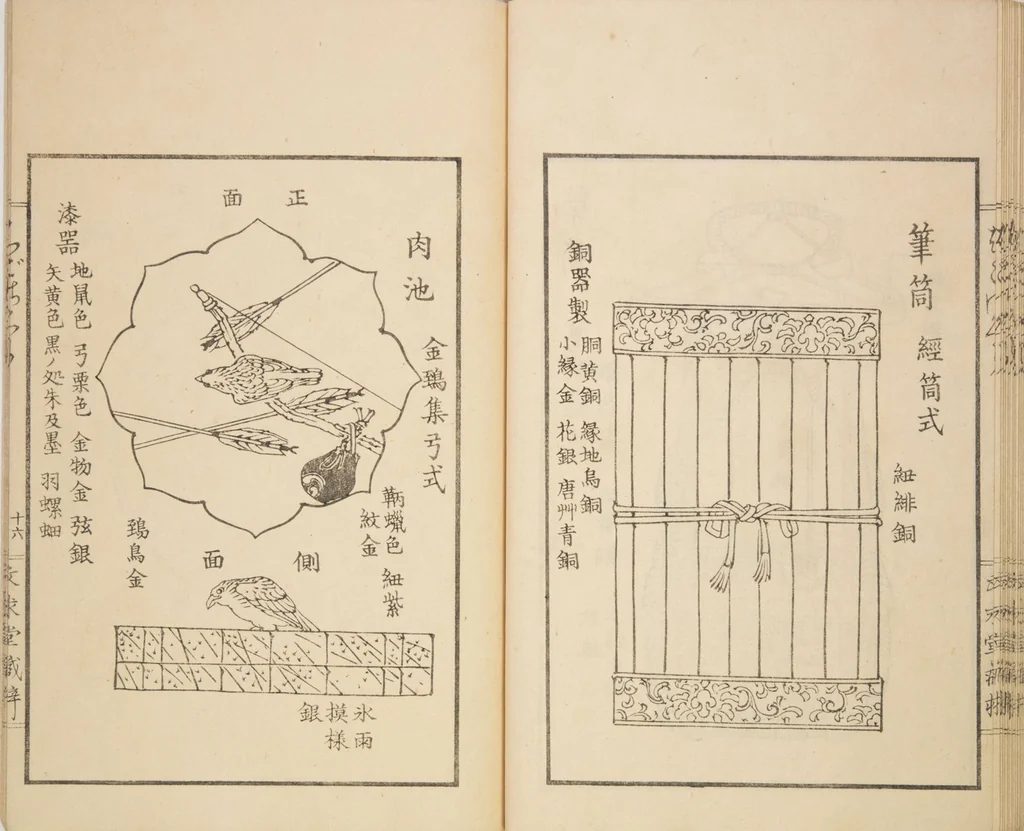 An illustration from New Ideas for Designs (Shin’an ishō chigozakura), 1890, leaf 19