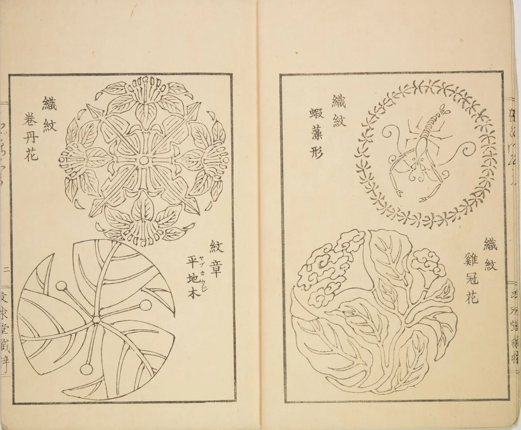 An illustration from New Ideas for Designs (Shin’an ishō chigozakura), 1890, leaf 5