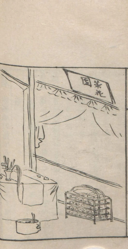 An illustration from Chokunyū juen zuroku / Tanomura Shōsai henshū - Volume 3, 1881, leaf 62