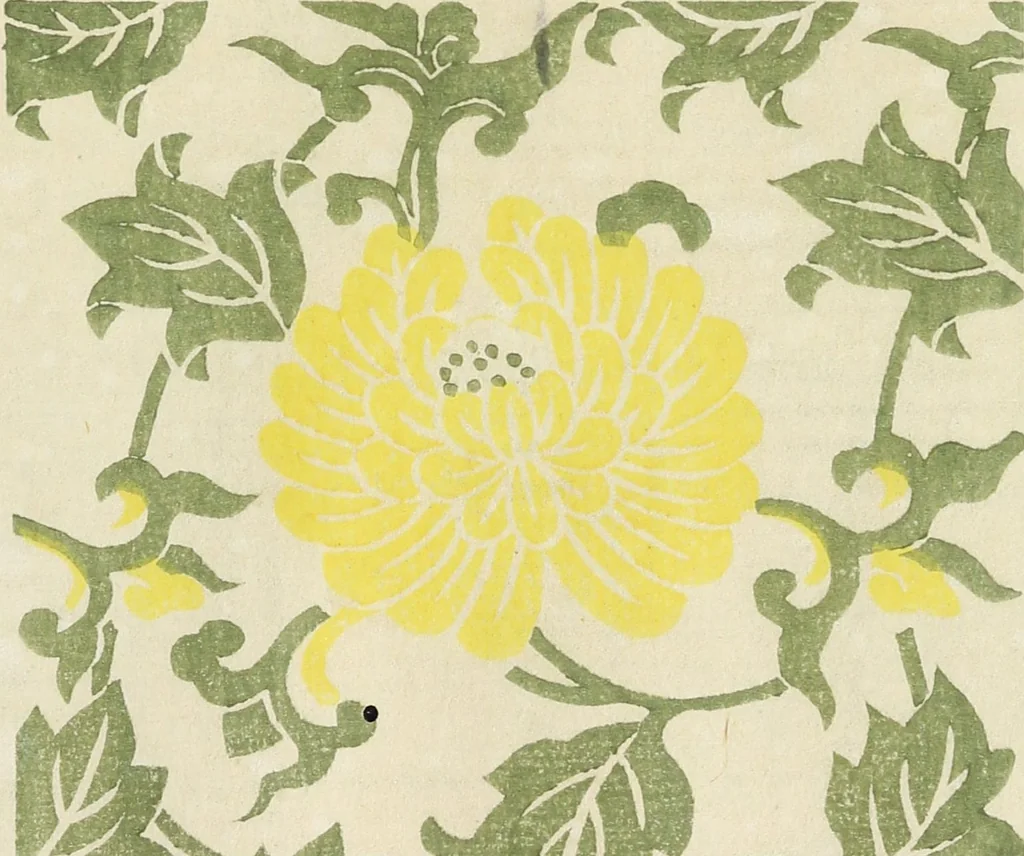 An illustration from Patterns of Brocades Worn at Court (Shōzoku shokumon zue 装束織文図会), 1815, leaf 50