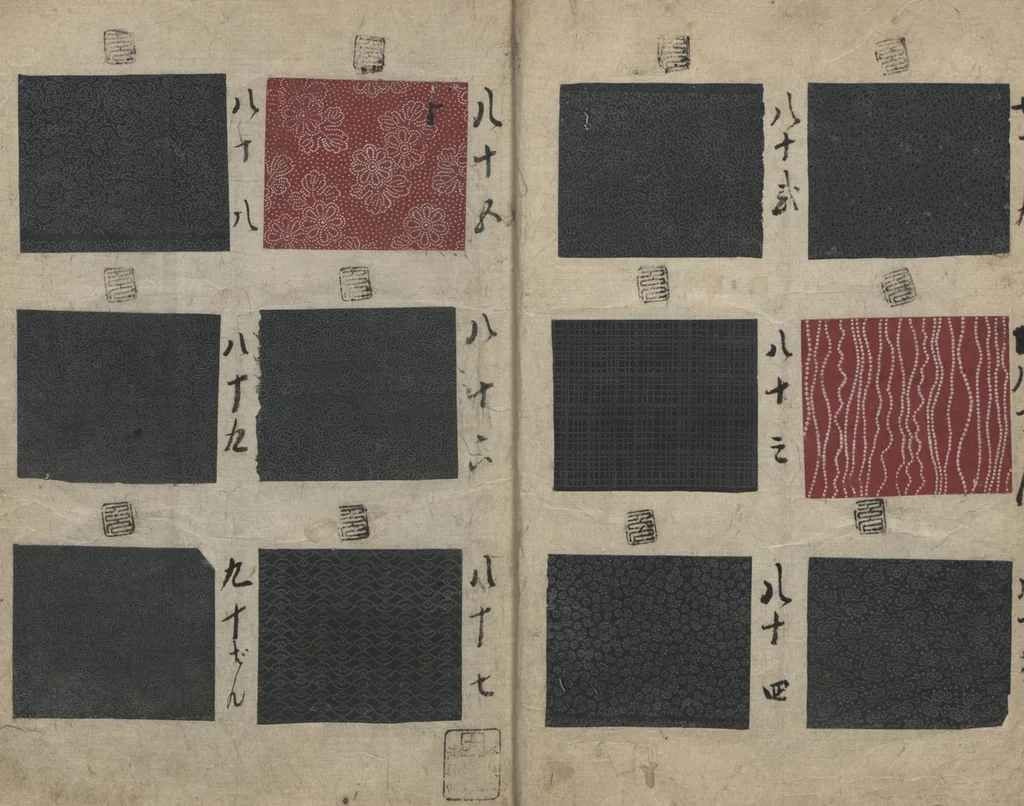 An illustration from Book of Designs (Inu jirushi Shin Komon chō 戌印 新小紋帳 ), 1680, leaf 11