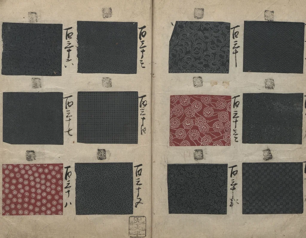 An illustration from Book of Designs (Inu jirushi Shin Komon chō 戌印 新小紋帳 ), 1680, leaf 15